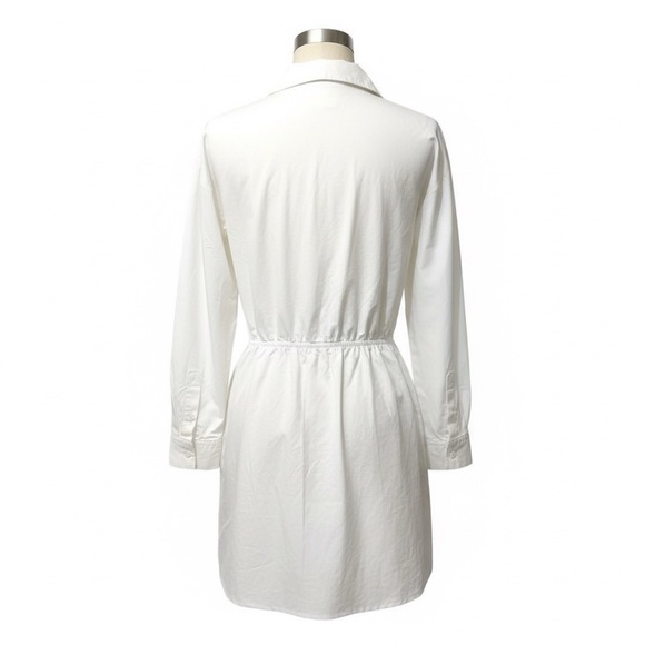Zara | NWOT Turkey 100% Cotton White Poplin Wrap Shirt Dress (size M) - Picture 3 of 15